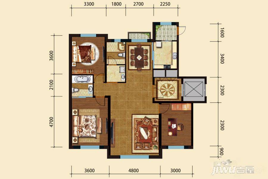 吉森漫桦林3室2厅2卫131㎡户型图