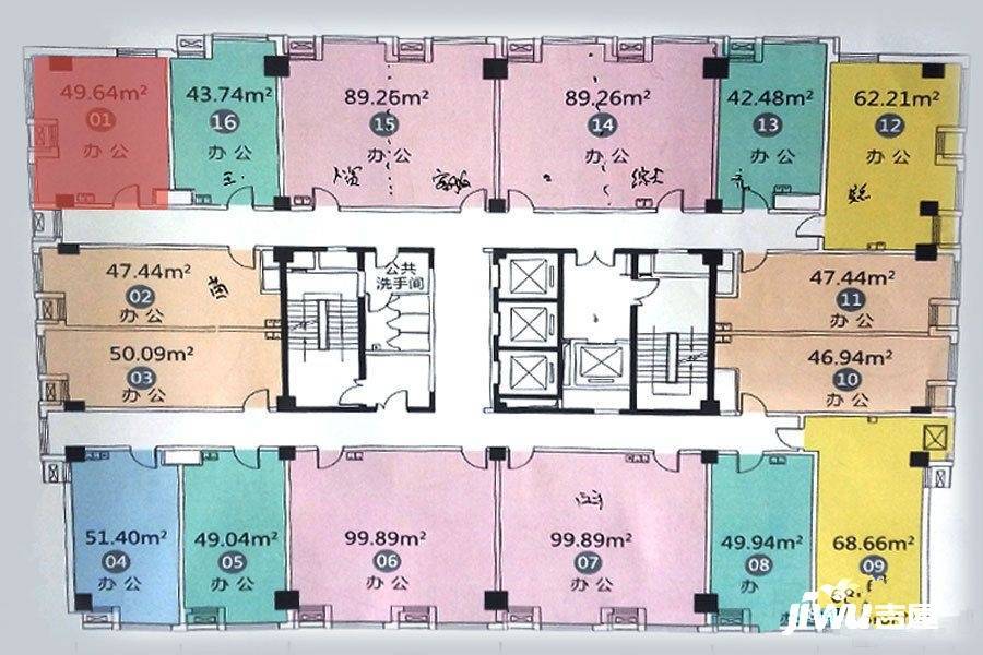 中意国际1室0厅1卫49.6㎡户型图