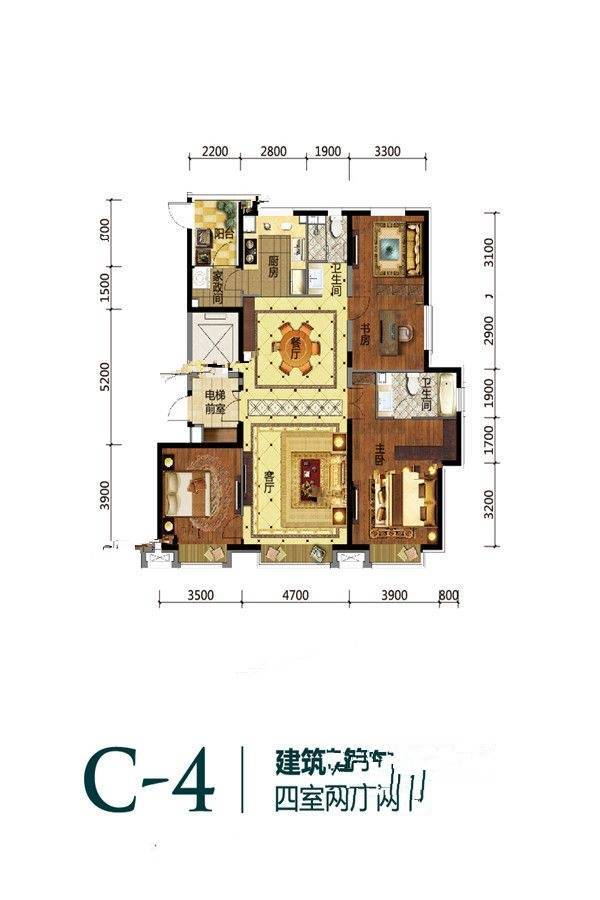 万科翡翠公园4室2厅2卫170㎡户型图