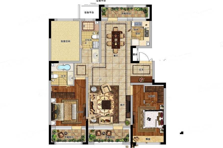 吴中桃花源3室2厅2卫115㎡户型图