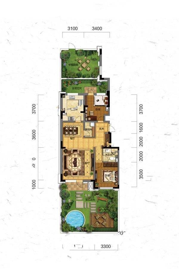 保利堂悦3室3厅3卫170㎡户型图