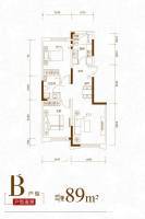 檀香湾2室2厅1卫89㎡户型图