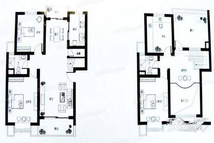 蓝色港湾4室2厅2卫157.2㎡户型图