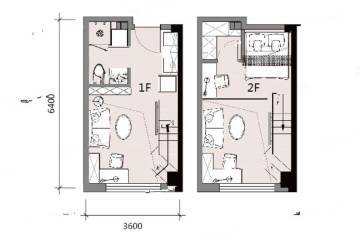 loft34平米戶型圖