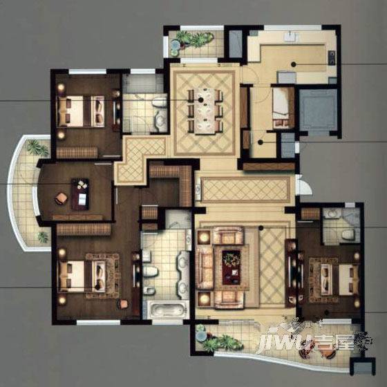 卧龙天香华庭5室2厅3卫230㎡户型图