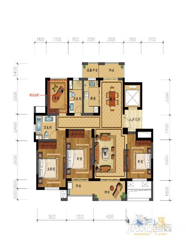 宇恒明月星城4室2厅2卫142㎡户型图