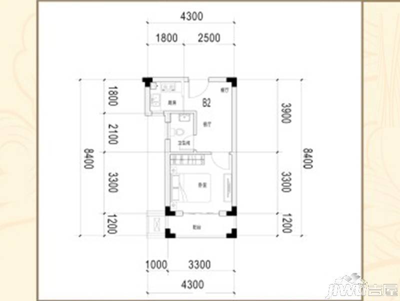 东欣家园1室2厅1卫33.7㎡户型图