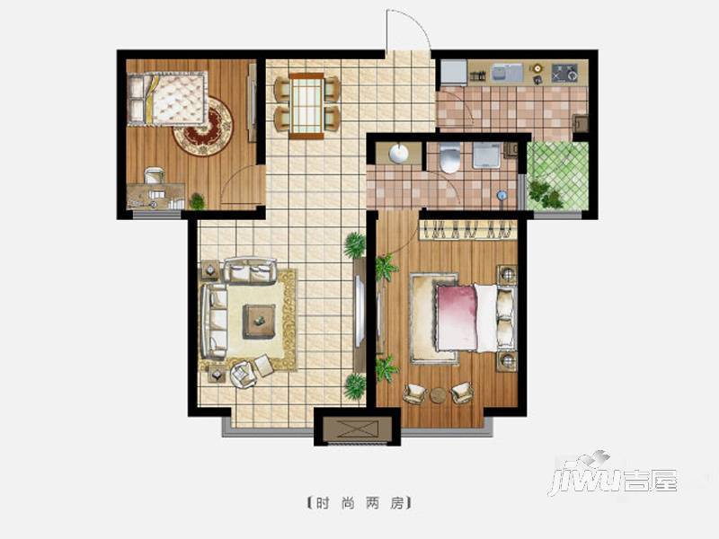 武清五一阳光2室2厅1卫69㎡户型图