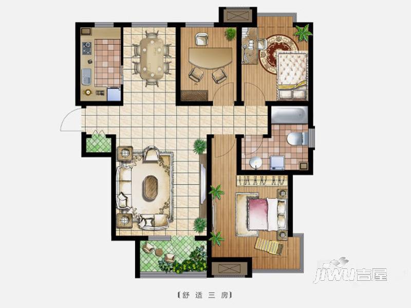 武清五一阳光3室2厅1卫户型图