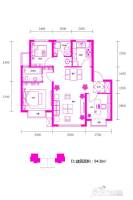 泽信公馆3室2厅2卫94.8㎡户型图