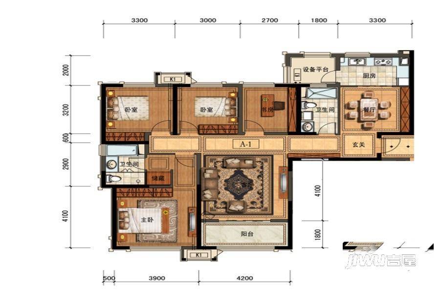 长申玉2期西院4室2厅2卫155.6㎡户型图