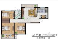 恒润阳光城3室2厅1卫108.2㎡户型图