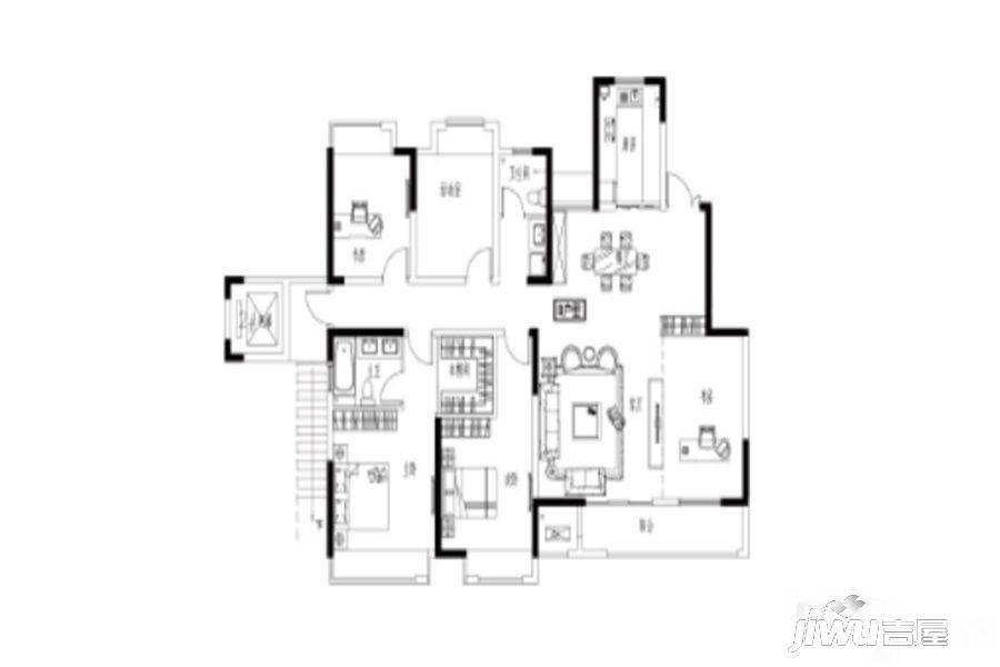 天鑫澜庭叙4室2厅2卫180.4㎡户型图