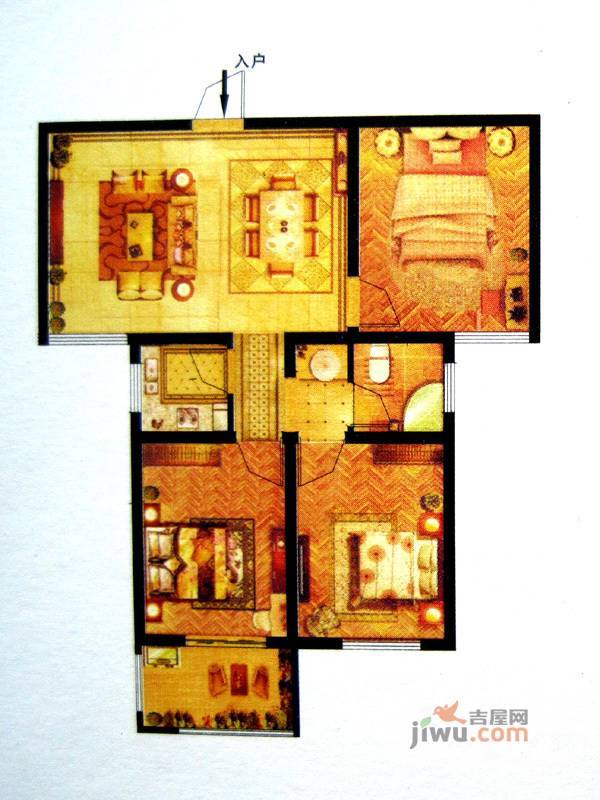 诚城卢浮宫3室2厅1卫90.4㎡户型图
