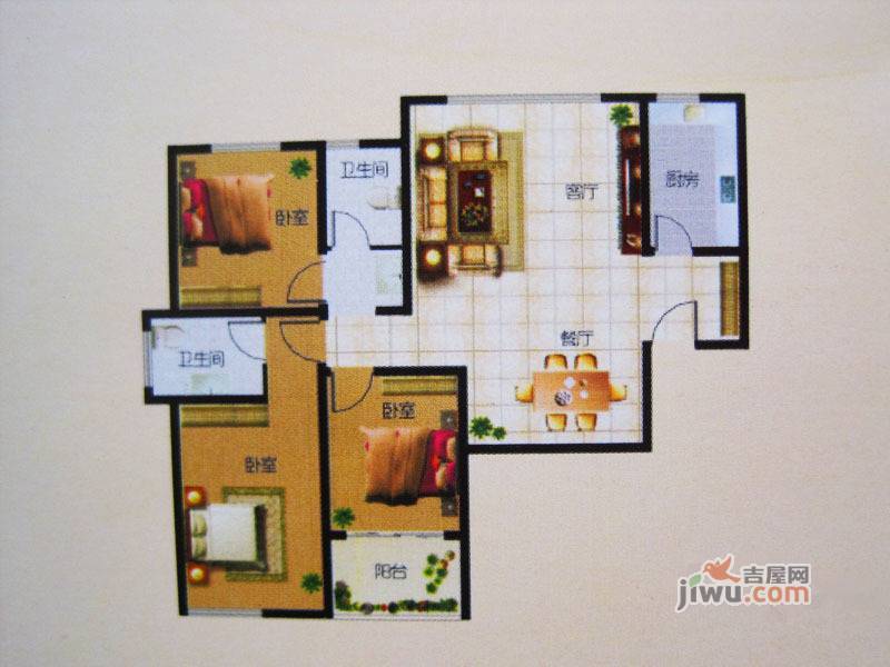 中鹤国际3室2厅2卫112.5㎡户型图