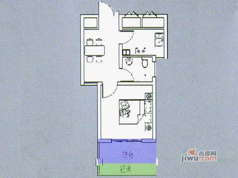 天鹏晟景1室1厅1卫38㎡户型图