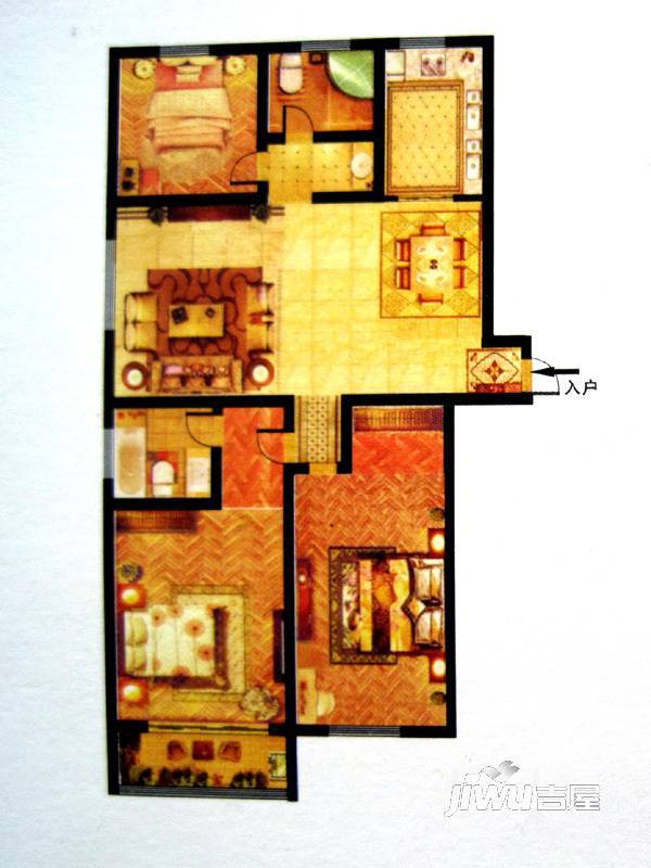 诚城卢浮宫3室2厅2卫111.8㎡户型图
