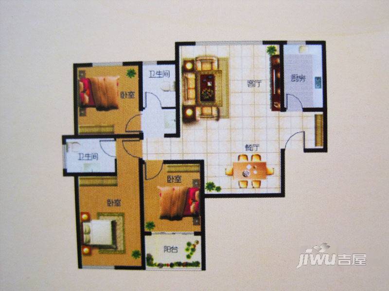 中鹤国际3室2厅2卫112.5㎡户型图