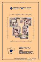 西港·时代公馆3室2厅1卫95.5㎡户型图