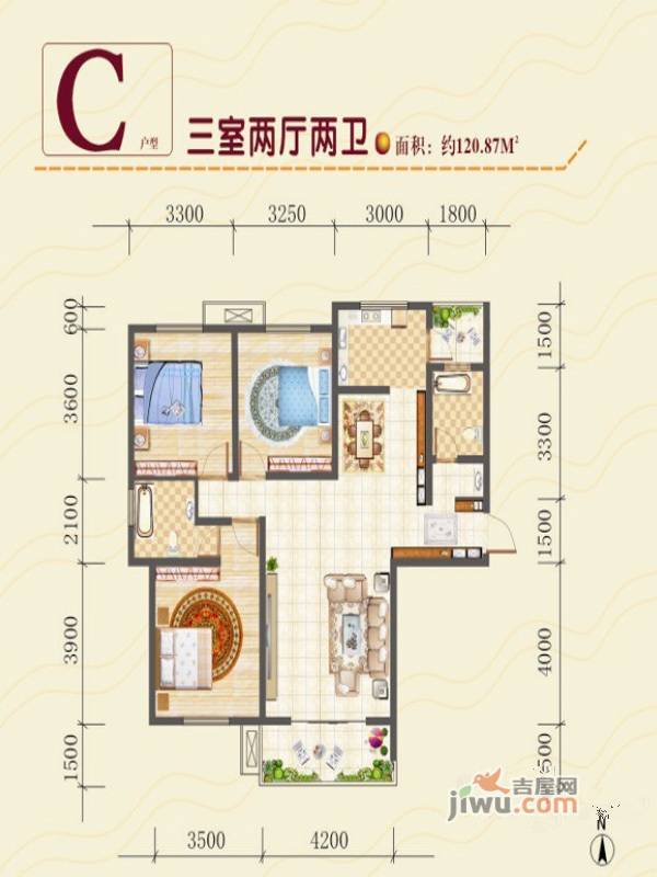 光辉社区·汉江国际普通住宅120㎡户型图