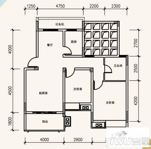 保集半岛2室2厅1卫86.4㎡户型图