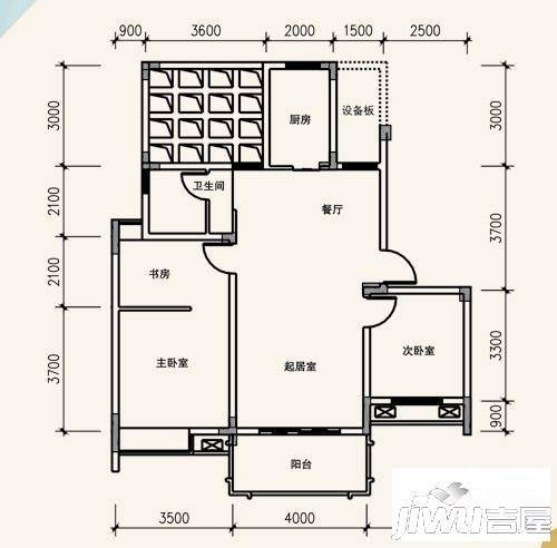 保集半岛3室2厅1卫89.2㎡户型图