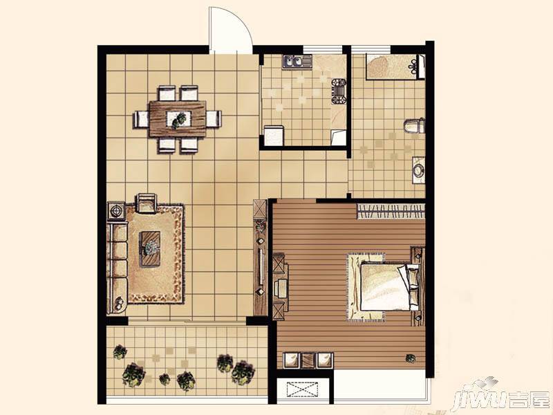 紫金城1室1厅1卫67㎡户型图