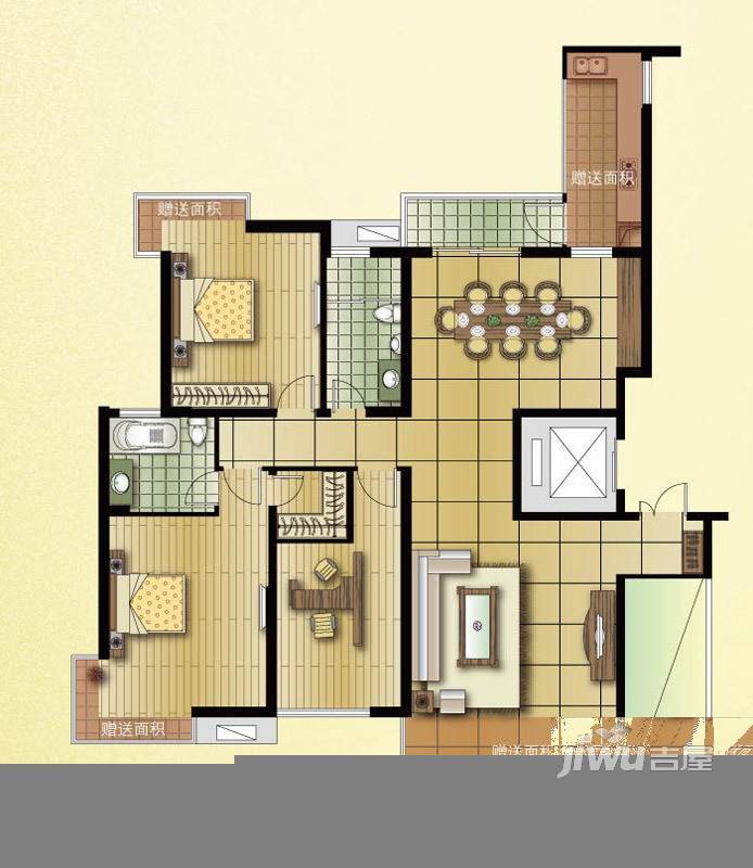 紫金城3室2厅2卫150㎡户型图