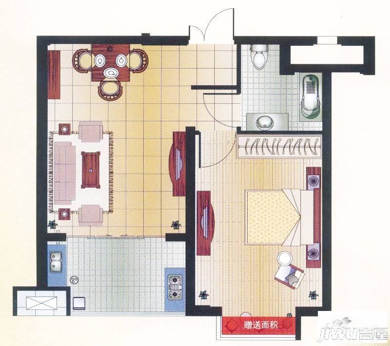 紫金城1室1厅1卫50㎡户型图