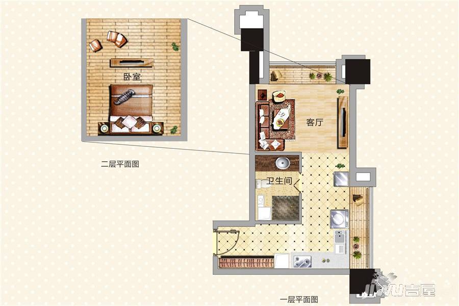 城泰湖韵天成1室1厅1卫39.6㎡户型图