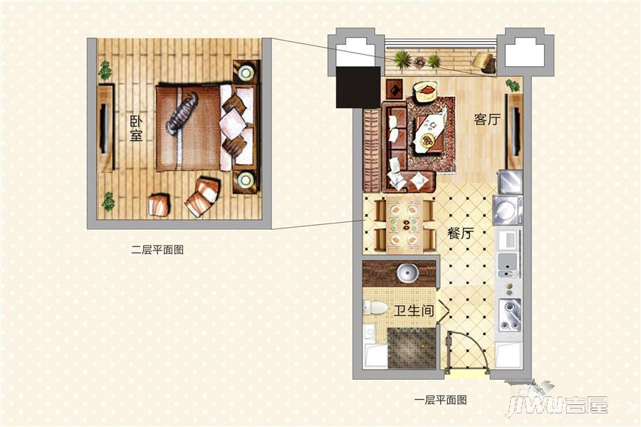 城泰湖韵天成1室1厅1卫34.5㎡户型图