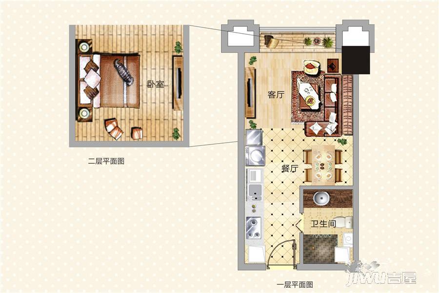 城泰湖韵天成1室1厅1卫36.6㎡户型图