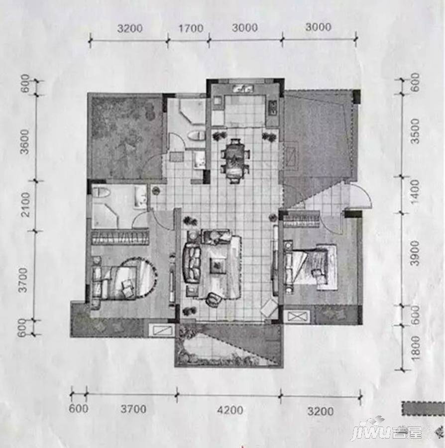 瑶湖豪宅商铺2室2厅2卫94.7㎡户型图