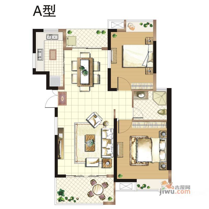 紫金城2室2厅1卫100.1㎡户型图