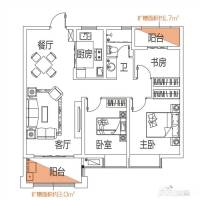 联发君悦华庭3室2厅1卫94㎡户型图