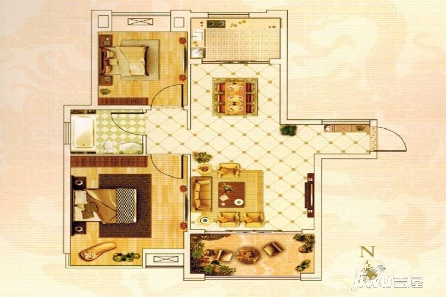 九珑雅苑2室2厅1卫85.7㎡户型图