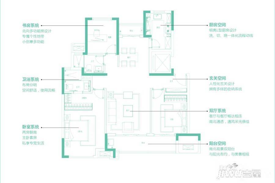 万科城市花园3室2厅2卫112㎡户型图