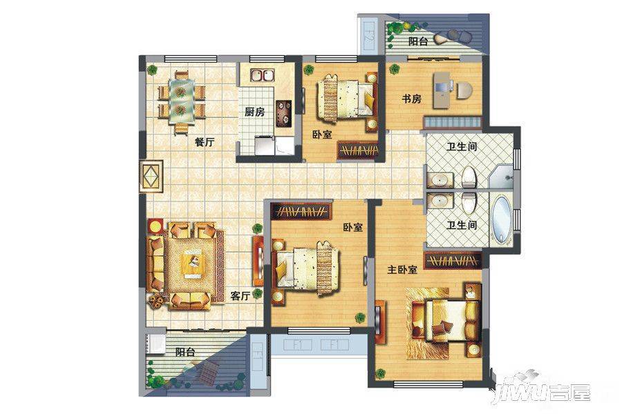 华润紫云府3室2厅2卫117㎡户型图