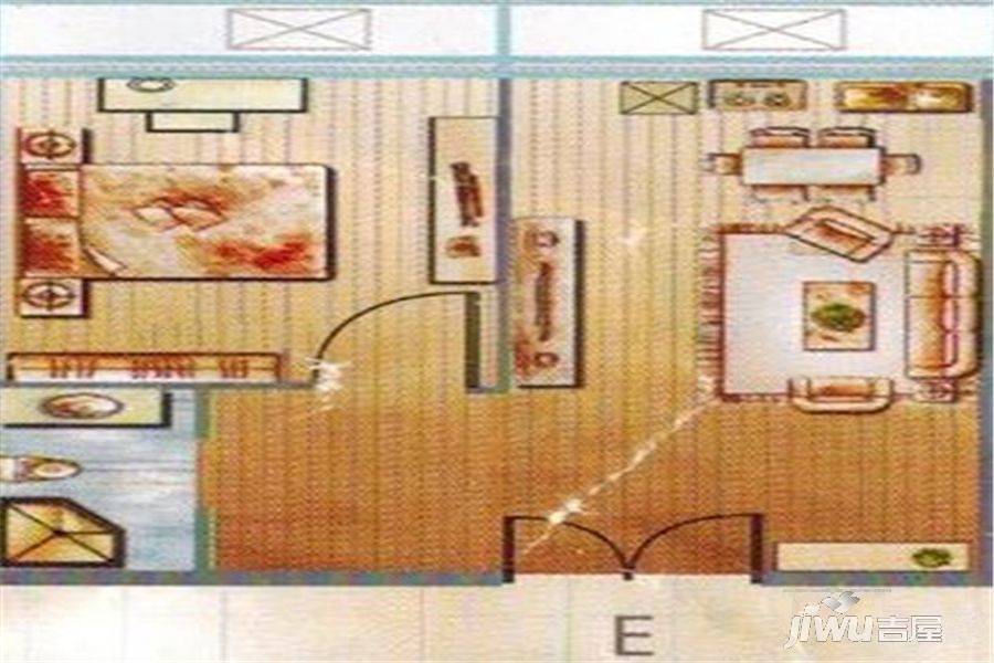 鸿鹏福邸1室2厅1卫49.6㎡户型图