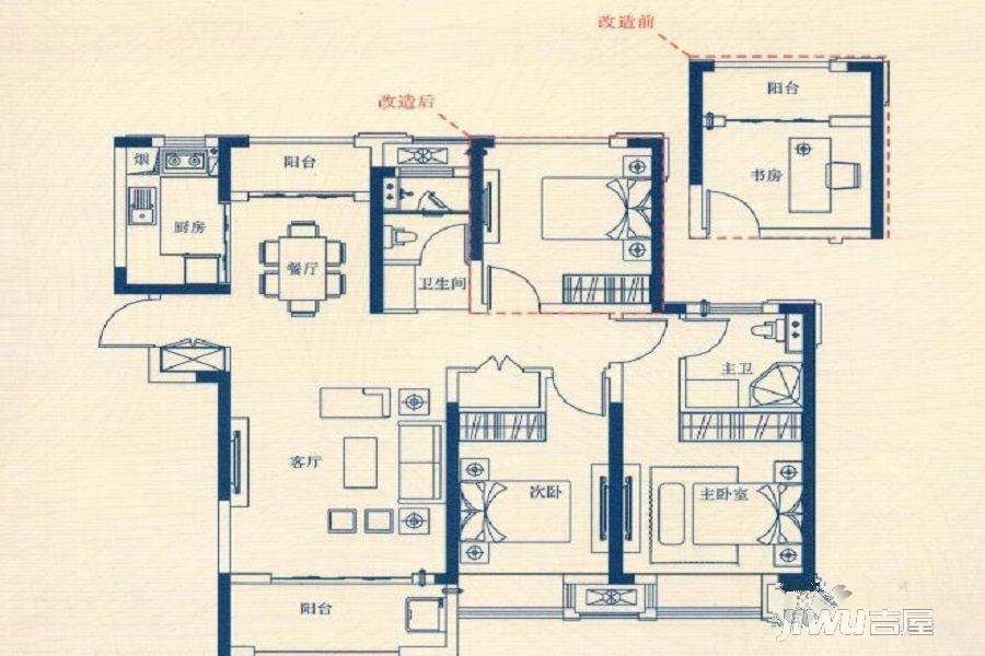 大唐东汇3室2厅2卫110.7㎡户型图