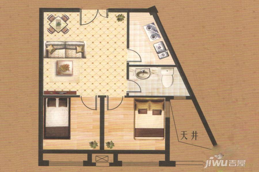 南莲华庭2室2厅1卫69.2㎡户型图