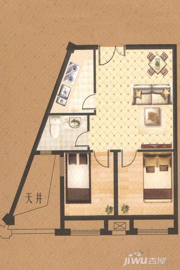 南莲华庭2室2厅1卫65.7㎡户型图