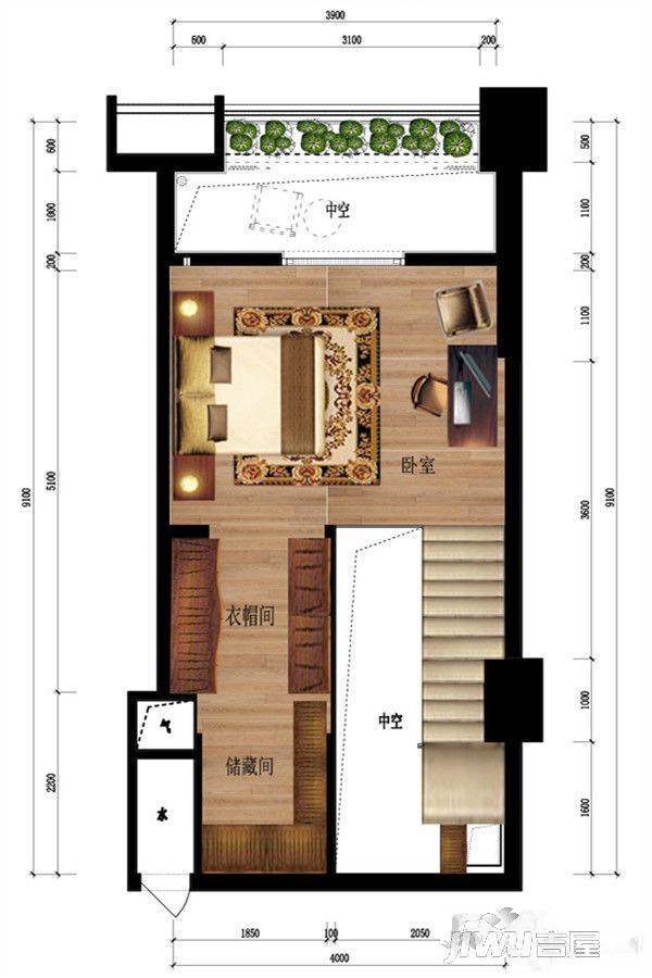 庞大领航1室1厅1卫43㎡户型图