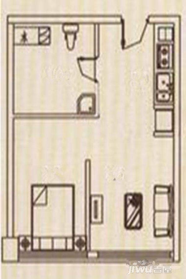 上峰景城1室1厅1卫32㎡户型图