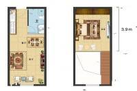 九龙郡1室2厅1卫38㎡户型图