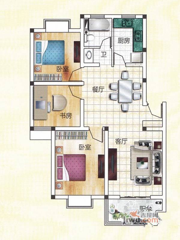 阳光花城普通住宅99㎡户型图