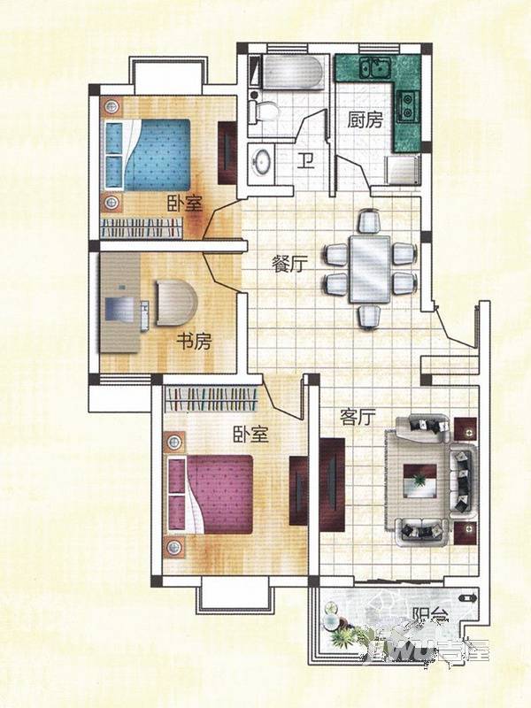 阳光花城普通住宅99㎡户型图