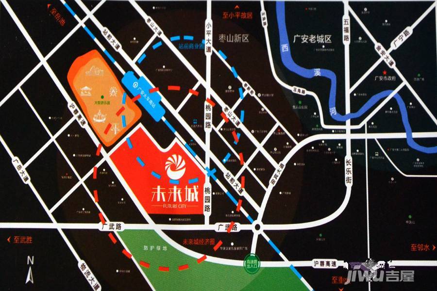 广安未来城位置交通图