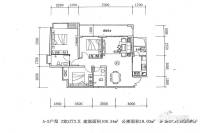 凌云华冠3室2厅2卫108.2㎡户型图