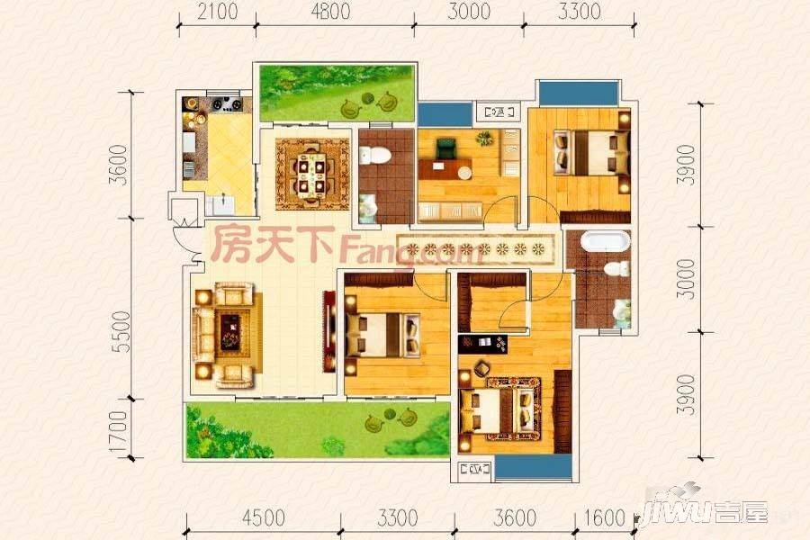 华冠城4室2厅2卫138.7㎡户型图